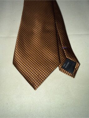 Men's Copper-Brown Patterned Silk Tie – Elegant Geometric Weave